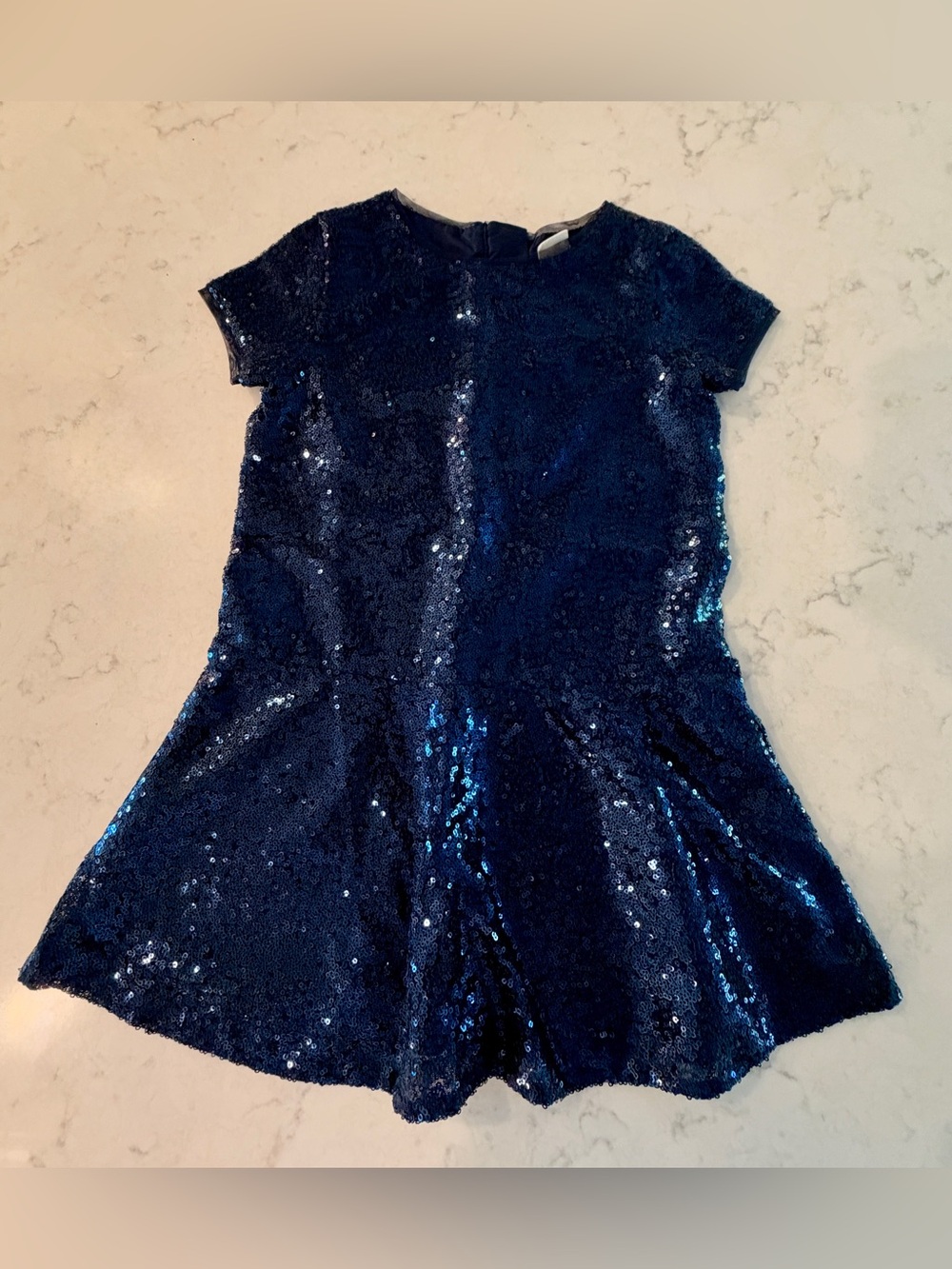 GAP Kids, Girls Navy Sequin Short Sleeve Party Dress